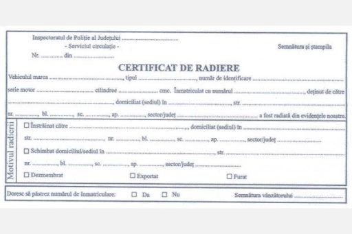 Acte necesare radiere auto